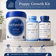 VETWISH Puppy Supplement Set | Goat Milk Powder Probiotic Fish Oil Omega 3 | Growth Digestive Skin C