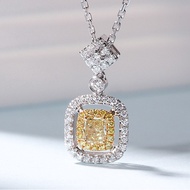 Pt950 diamond necklace Square yellow diamond necklace white diamond collarbone chain
