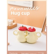 Couple Cup：Ceramic Cup Set with Hood, Love Day & Anniversary Gift for Lover Romantic Couple Cup