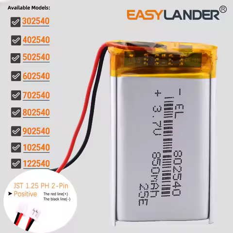 XHR-2P 1.25mm 3.7V 600mAh 402540 Lithium Polymer Li-ion Lipo Battery 302540 502540 602540 702540 802