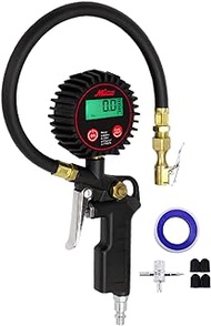 Milton 507KIT Digital Tire Inflator with Pressure Gauge, 14” Rubber Air Hose – 250 PSI, Brass Lock-on Clip Air Chuck and Compressor Accessories