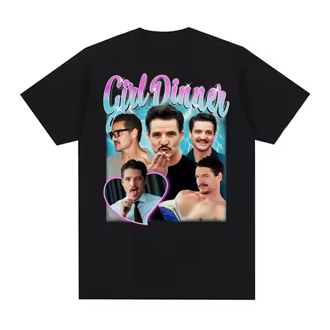 2025-26 Hot-selling Pedro Pascal Girl Dinner T-shirt, Cush Meme Funny Aesthetic Graphic T-shirt Over