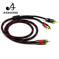 ATAUDIO HIFI Single RCA to Dual RCA Subwoofer audio cable Pure Copper One Sub-2 Splitter Y RCA Cable