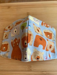 文青風環保透氣兒童布口罩套 小熊看世界