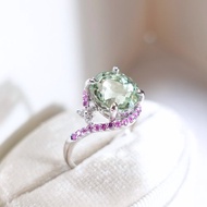 4.1ct 天然阿富汗 薄荷綠碧璽 精切光澤閃耀 設計師訂製款 純銀戒