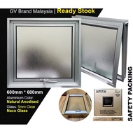 GV Aluminium Window Top Hung Casement Natural Anodised 5mm Naco Clear Glass