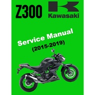 MANUAL DE SERVIÇO KAWASAKI Z300 (2015-2019) + CATÁLOGO DE PEÇAS + MANUAL DO PROPRIETÁRIO