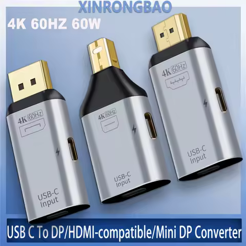 USB C To DP/HDMI-compatible/Mini DP Converter 4K 60HZ Type C To HDMI Thunderbolt 3 Adapter For MacBo