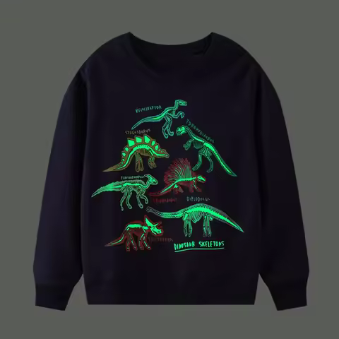 Little maven Boys Clothes Luminous Dinosaur Baby Boys Sweatshirts Cotton Causal Noctilucous Children