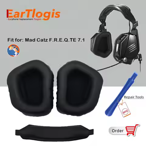 EarTlogis Replacement Parts for Mad Catz F.R.E.Q.TE 7.1 Headset EarPads Bumper Earmuff Cover Cushion