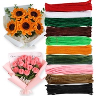 100Pcs fuzzy wire flower Dense fuzzy wire rose tulip pipe cleaner craft Handmade flower Chenille Ste