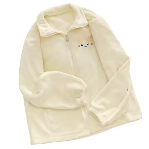 Masyumaro Fluffy Fuwa Nyanko Cat Outerwears Polar Fleece Zip Up Tops Anime Kawaii Cute Winter Cloth 
