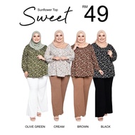 VIEW FASHION XL-3XL BAJU MUSLIMAH PLUS SIZE BLOUSE Sweet Sunflower Top 6785