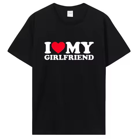 I Love My Girlfriend GF Pattern Printed T-shirt Suitable for Valentine's Day Expressing Love Gift Co