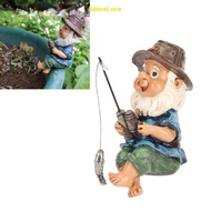 ADL Fishing Gnome Sitter Funny UV Resistant Resin Decorative Outdoor Garden Lawn Gnome For Yard Lawn