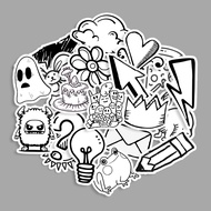 STICKER PACK - MONOCHROME DOODLE ART | Suitcase Stickers, TUMBLER Stickers, LAPTOP Stickers, Helmet 
