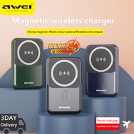 Awei P139K 10000mAh Portable 22.5w Fast charging Power bank Magnetic Wireless 15w PowerBank With Holder Type C USB A For iPhone Pro Max Mini Portable External Battery