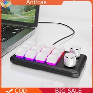 RGB DIY Keyboard 12 Keys 2 Knobs Macro Keyboard Programmable Support for Windows