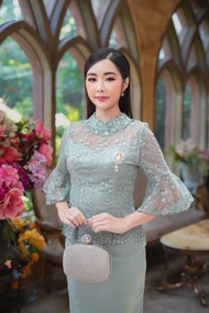 GBK เสื้อลูกไม้+กระโปรง ชุดออกงาน แม่เจ้าภาพ มี2สี รหัส 1021