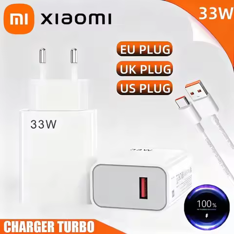 Xiaomi 33W Fast Charger QC 3.0 USB Type C Cable 6A Quick Charging Turbo Charge Mobile Phone Charger 