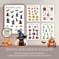Halloween Stickers - Digital Planner Stickers, GoodNotes Sticker Book & PNG Stickers, October Fall T