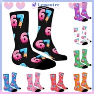 LEMONTRE 67 Meme Crew Long Socks, Cotton Cartoon 67 Meme Ice Cream Socks, Funny Warm Lightweight Bre