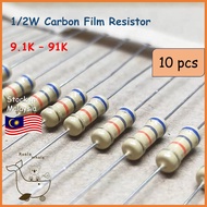 1/2W Carbon Film Resistor 0.5W 9.1K 10K 12K 15K 18K 20K 22K 27K 30K 33K 36K 39K 43K 47K 51K 56K 68K 75K 82K 91K Ohm