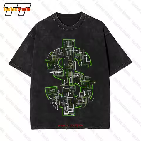 Electric Dollar Sign Vintage Oversized T-Shirt SL5R