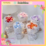 Handmade Crocheted Yarn Flower Bouquet | Fairy Lights Multi-Color Gift For Birthday & Festival Decor