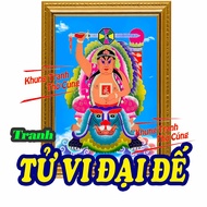 Durable painting of TU VI DAI DE with blue background and right blade + beautiful bright photo frame