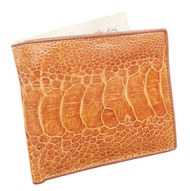 Bright tan wallet The front of the bag is an ostrich leg pattern