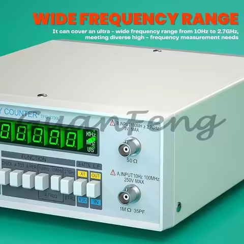 High Precision Frequency Counter 10HZ-2.7GHZ with LCD Display for RF/AC/DC Signal Testing, Lab & Ele