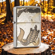 【ZIPPO官方旗艦店】日本傳統風格-鶴龜相爭防風打火機 ZA-5-26J