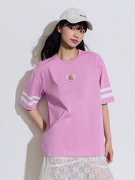 女裝|Logo純棉小熊印花圓領短袖T恤-粉紅色