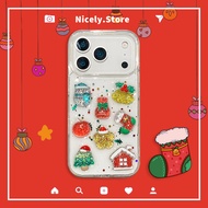 Bling 3D Christmas Stocking Snowman Apple TPU Mobile Phone Case Compatible for iPhone 17 Air 16 15 1