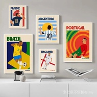 England Brazil France Argentina Portugal Football Retro Illustration Wall Art Canvas Painting Colorf
