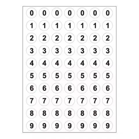 12 Sheets White Round Numbers 0-9 Self Adhesive Scrapbooking Sticker Round Circle Labels