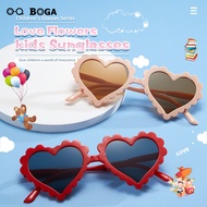 OQ BOGA 6 สีน่ารักกรอบหัวใจเด็กแว่นตากันแดดเด็กกลางแจ้งป้องกันดวงตา Full RIM แว่นตากันแดด