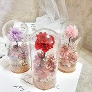 永生康乃馨玻璃罩擺飾 母親節乾燥花設計