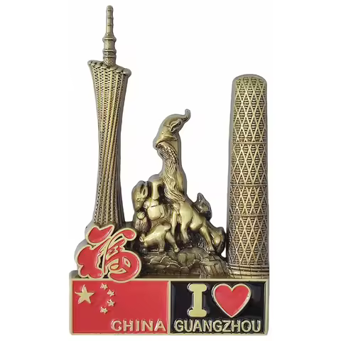 3D Guangzhou China Fridge Magnet Gift Souvenir Metal Refrigerator Magnetic Sticker Collection Home D
