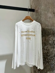 Acne Studios 25 ฤดูใบไม้ผลิและฤดูร้อนใหม่ 1996 ตัวอักษรพิมพ์ลายเพชรเทียมบางแขนยาวป้องกันแสงแดดสำหรับ