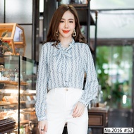 (S-XL) Maristar เสื้อแขนยาวพิมพ์ลาย Printed Long Sleeve Blouse