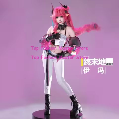 Arknights Endfield Yvonne Cosplay Costume Full Set Uniform Horn Collar Gloves Wig Female Cyberpunk H