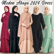 2in1 Set Jubah Premium Ironless Elegant jubah abaya muslimah women Flowy & Comfy Kaftan viral tunang