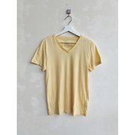 :::preloved original Giordano muscle fit yellow shirt yellow t-shirt/:::