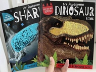 Make Believe Ideas My Awesome Sharks/Dinosaur Book with Sequins, 2 Books Set, Hardcover with Sequins on the Cover