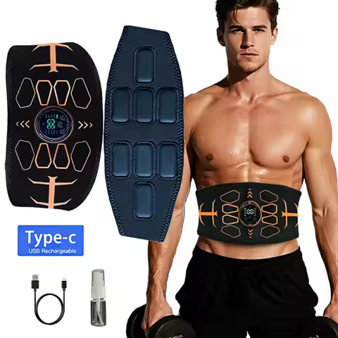 Smart Muscle Toner Abdominal Toning Belt Ab Trainer EMS Muscle Stimulator Recharge Weight Loss Massa