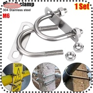 LIKE 1Set M6 Round Tube Clamp, Screws With Baffle Pipe U-clamp, Durable 304 Stainless Steel Right An