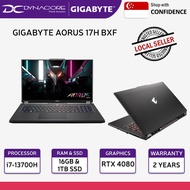 GIGABYTE AORUS 17H BXF (INTEL CORE i7-13700H 14Core/16GB (8GX2) DDR5 RAM/1TB M.2 SSD/NVIDIA RTX4080-12GB/W11-PRO/17.3"FHD 360Hz) 2Years Warranty by Gigabyte