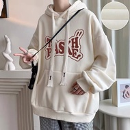 Men's Size M-8XL Hoodie with Printed Cartoon Letters - Casual Loose Fit Sweater for Autumn/Winter